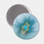 Little Beauty Modern Blue Gold Fraktal Blume Magnet (Vorderseite/Rückseite)