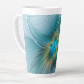 Little Beauty Modern Blue Gold Fraktal Blume Milchtasse (Linke Ecke)