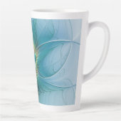Little Beauty Modern Blue Gold Fraktal Blume Milchtasse (Rechts)