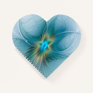 Little Beauty Modern Blue Gold Fraktal Blume Notizblock