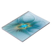 Little Beauty Modern Blue Gold Fraktal Blume Notizblock (Linke Seite)
