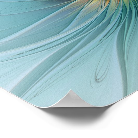 Little Beauty Modern Blue Gold Fraktal Blume Poster (Ecke)