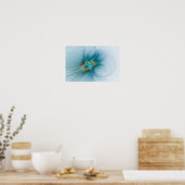 Little Beauty Modern Blue Gold Fraktal Blume Poster (Küche)