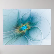 Little Beauty Modern Blue Gold Fraktal Blume