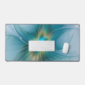 Little Beauty Modern Blue Gold Fraktal Blume Schreibtischunterlage (Tastatur & Maus)