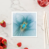 Little Beauty Modern Blue Gold Fraktal Blume Serviette (Beispiel)