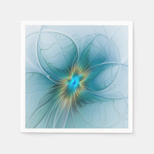 Little Beauty Modern Blue Gold Fraktal Blume Serviette