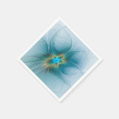 Little Beauty Modern Blue Gold Fraktal Blume Serviette (Ecke)