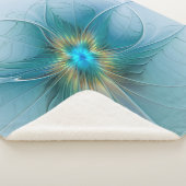 Little Beauty Modern Blue Gold Fraktal Blume Sherpadecke (3/4)