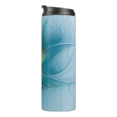 Little Beauty Modern Blue Gold Fraktal Blume Thermosbecher (Nach rechts gedreht)