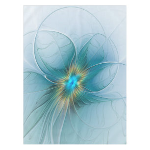 Little Beauty Modern Blue Gold Fraktal Blume Tischdecke