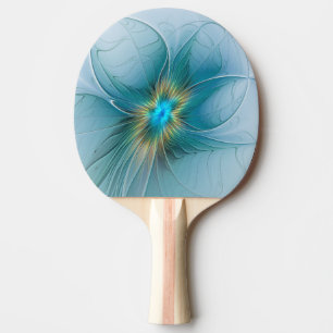 Little Beauty Modern Blue Gold Fraktal Blume Tischtennis Schläger