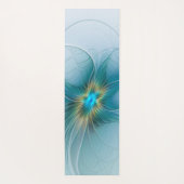 Little Beauty Modern Blue Gold Fraktal Blume Yogamatte (Rückseite)