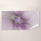 Little Beauty Modern Mauve Gray Fractal Art Flower Badehandtuch (Badehandtuch)