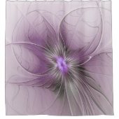 Little Beauty Modern Mauve Gray Fractal Art Flower Duschvorhang (Vorderseite)