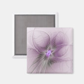 Little Beauty Modern Mauve Gray Fractal Art Flower Magnet (Vorderseite/Rückseite)