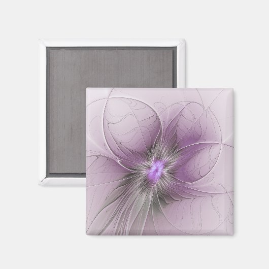 Little Beauty Modern Mauve Gray Fractal Art Flower Magnet (Vorderseite/Rückseite)