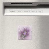 Little Beauty Modern Mauve Gray Fractal Art Flower Magnet (In Situ (Geschirrspüler))