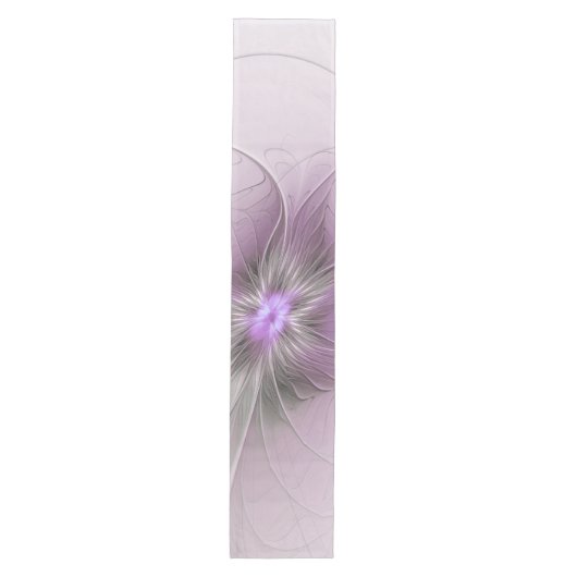 Little Beauty Modern Mauve Gray Fractal Art Flower Mittelgroßer Tischläufer (Vorderseite)