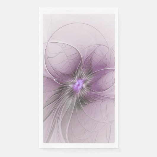 Little Beauty Modern Mauve Gray Fractal Art Flower Serviette (Vorderseite)
