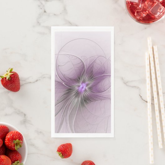 Little Beauty Modern Mauve Gray Fractal Art Flower Serviette (Beispiel)