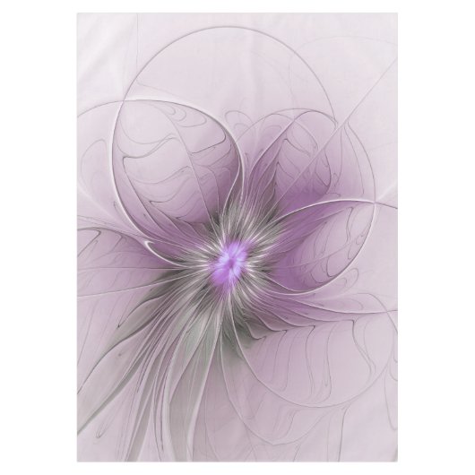 Little Beauty Modern Mauve Gray Fractal Art Flower Tischdecke (Vorderseite)