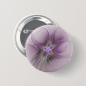 Little Beauty Modern Mauve Gray Fraktal Blume Button (Vorne & Hinten)