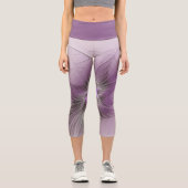 Little Beauty Modern Mauve Gray Fraktal Blume Capri Leggings (Vorderseite)