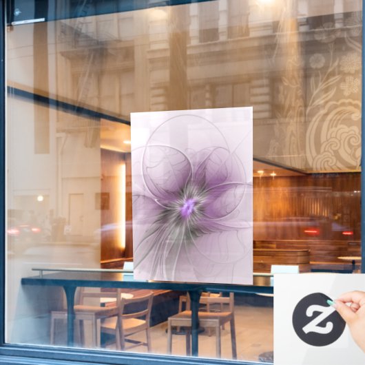 Little Beauty Modern Mauve Gray Fraktal Blume Fensteraufkleber (Café-Fenster)