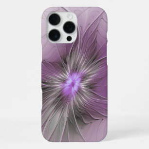 Little Beauty Modern Mauve Gray Fraktal Blume iPhone 16 Pro Max Hülle