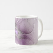 Little Beauty Modern Mauve Gray Fraktal Blume Kaffeetasse (VorderseiteRechts)