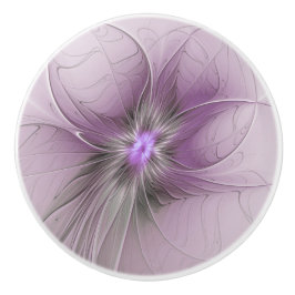 Little Beauty Modern Mauve Gray Fraktal Blume Keramikknauf
