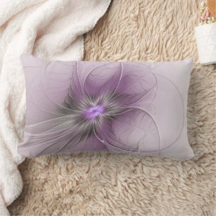 Little Beauty Modern Mauve Gray Fraktal Blume Lendenkissen