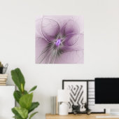 Little Beauty Modern Mauve Gray Fraktal Blume Poster (Heimbüro)