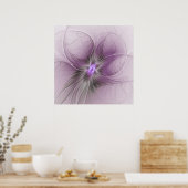 Little Beauty Modern Mauve Gray Fraktal Blume Poster (Küche)