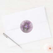 Little Beauty Modern Mauve Gray Fraktal Blume Runder Aufkleber (Umschlag)