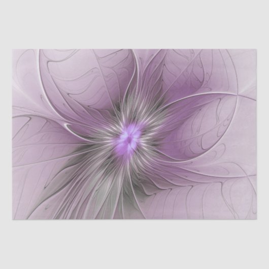 Little Beauty Modern Mauve Gray Fraktal Blume Seidenpapier (Vorderseite)