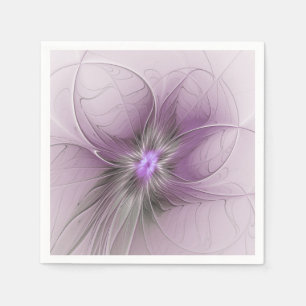 Little Beauty Modern Mauve Gray Fraktal Blume Serviette