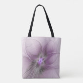 Little Beauty Modern Mauve Gray Fraktal Blume Tasche (Rückseite)