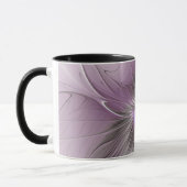 Little Beauty Modern Mauve Gray Fraktal Blume Tasse (Links)