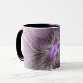 Little Beauty Modern Mauve Gray Fraktal Blume Tasse (Vorderseite Links)