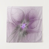 Little Beauty Modern Mauve Gray Fraktal Blume Wandteppich (Vorderseite)