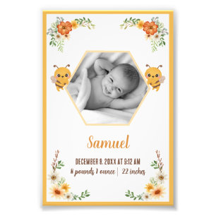 Little Bee Baby Birth Stats Fotodruck