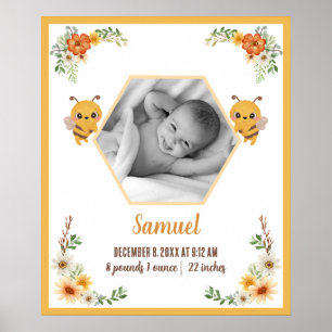 Little Bee Baby Birth Stats Poster