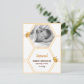 Little Bee Baby Birth Stats Postkarte (Stehend Vorderseite)