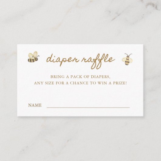 Little Bee Baby Shower Diaper Raffle Ticket Begleitkarte (Vorderseite)