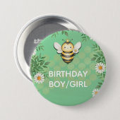 Little bee Birthday Boy/Girl personalisiertes Abze Button (Vorne & Hinten)