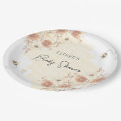 Little Bee Honey Boho Wildblume Baby Shower Pappteller (Schrägansicht)