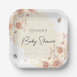 Little Bee Honey Boho Wildblume Baby Shower Pappteller