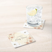 Little Bee Honey Boho Wildblume Baby Shower Rechteckiger Pappuntersetzer (Vor Ort)